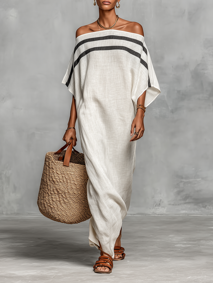 ALBA | Women's Linen Off-the-Shoulder Maxi Dress