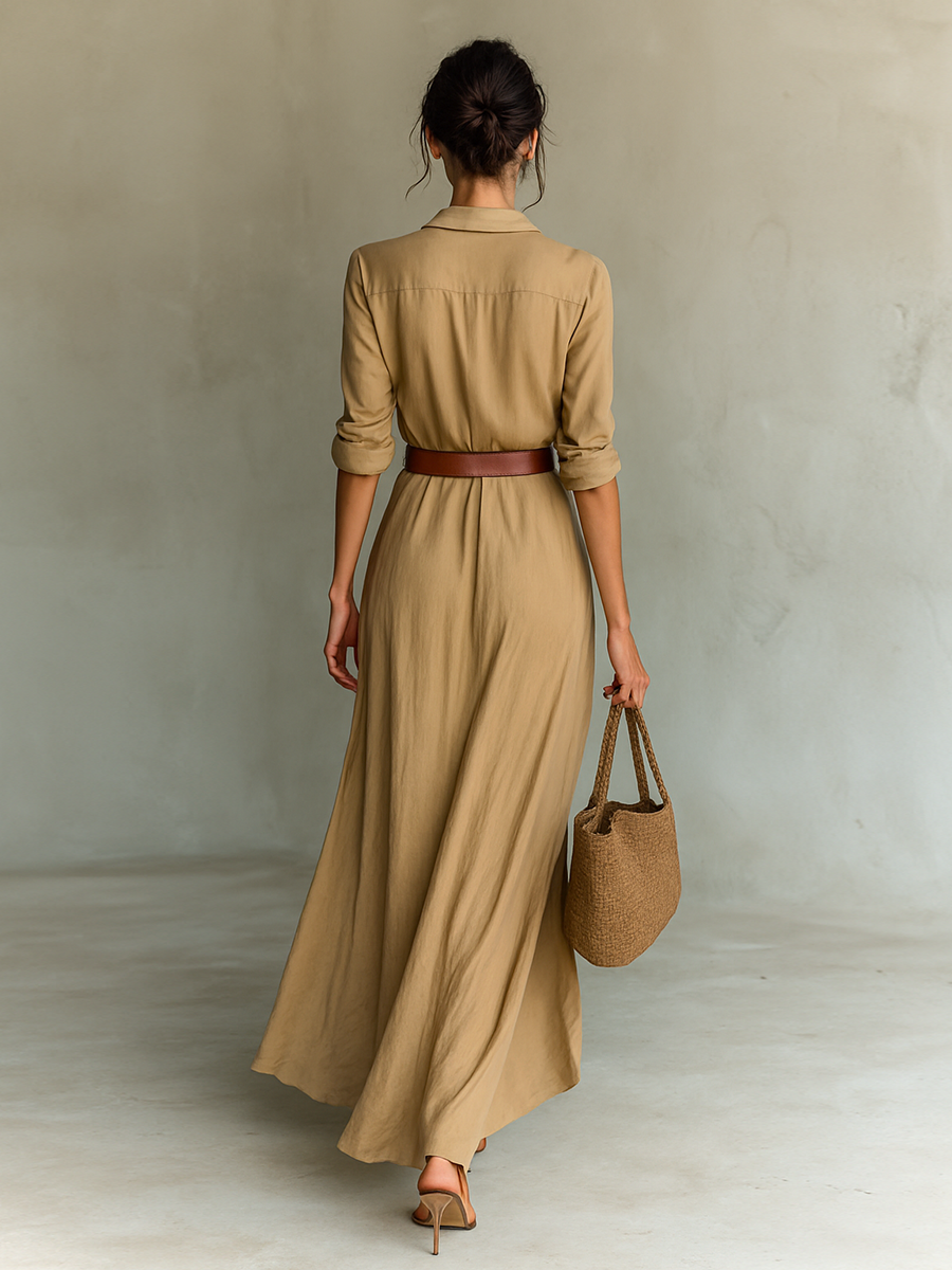 AMBER | Women's Lapel Neck Maxi Dress
